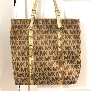 Michael Kors gold tote bag
